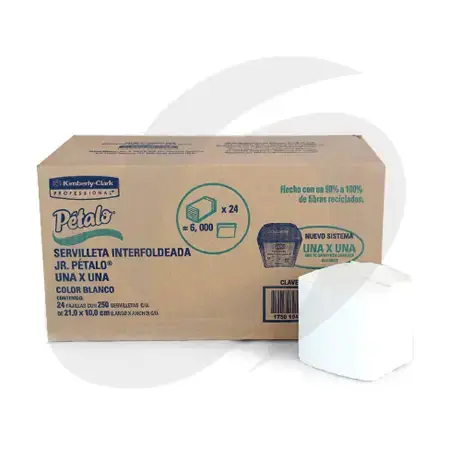 SERVILLETA INTERFOLDEADA PETALO JR 1x1 24/250 PZAS