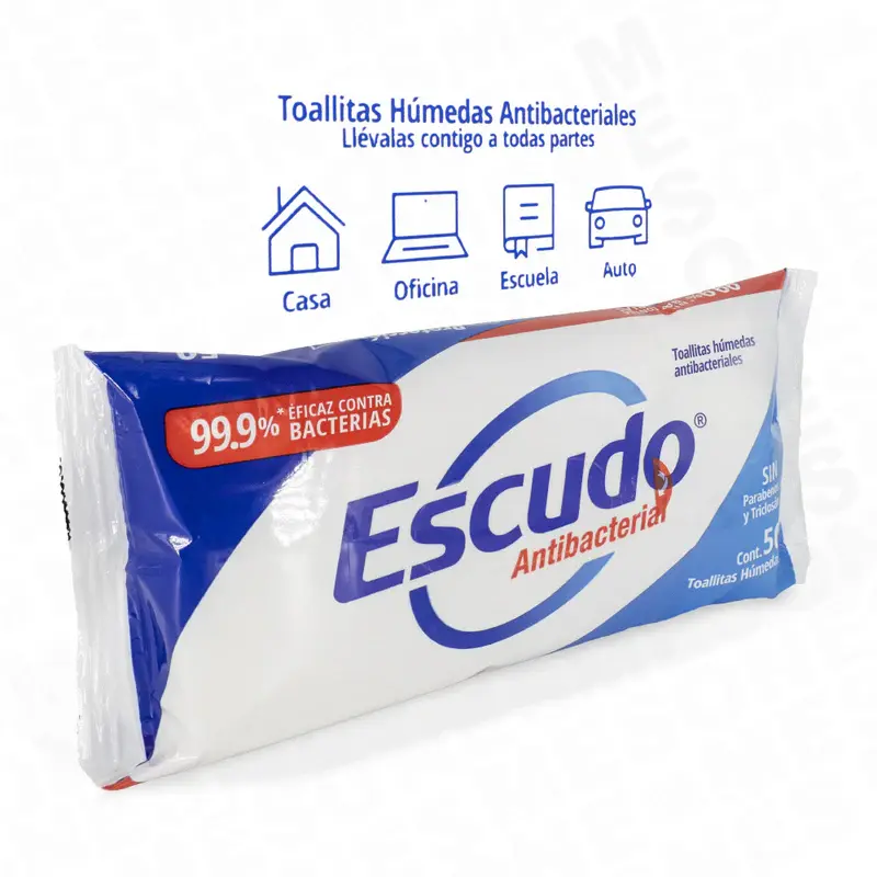 TOALLAS ANTIBACTERIALES ESCUDO 36/50 PZAS
