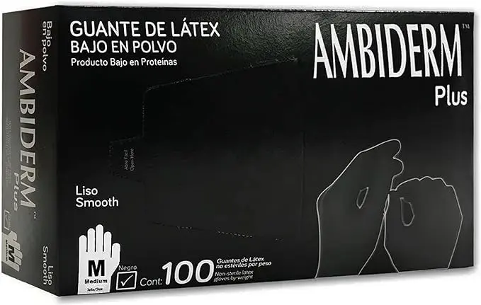 GUANTE CONFORT MEDIANO AMBIDERM NEGRO C/100 PZAS