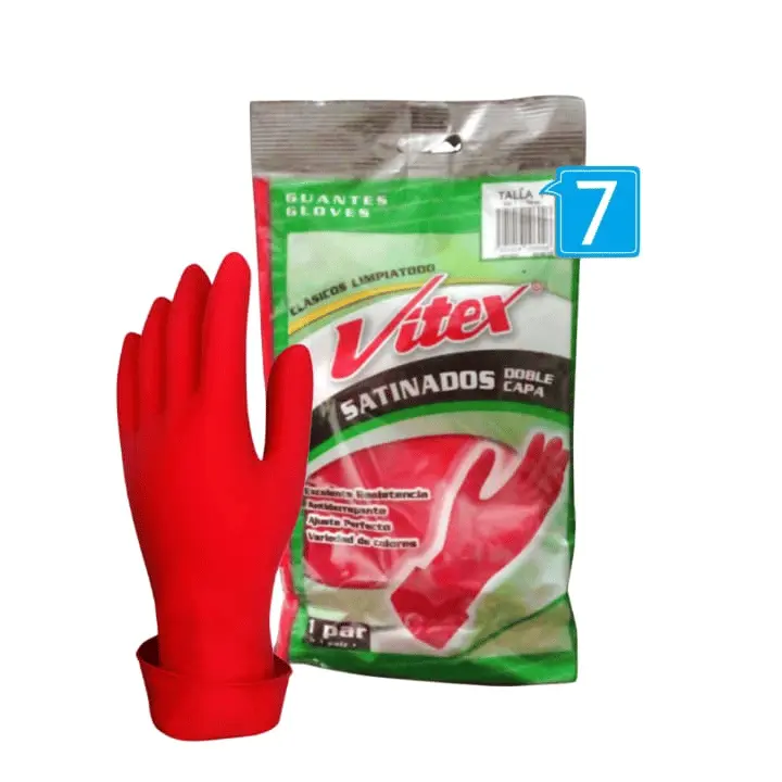 GUANTES CLASICO VITEX ROJO #7 C/2 PZAS