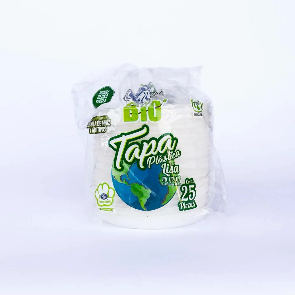 TAPA LISA BIODEGRADABLE P/ENVASES REYMA 20 PAQ/ 25PZAS