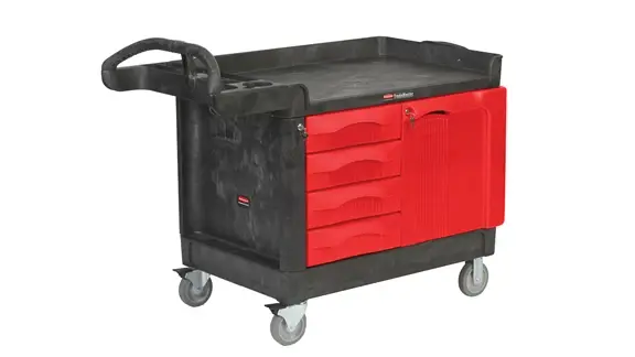 CARRO DE SERVICIO C/4 CAJONES Y GABINETE RUBBERMAID