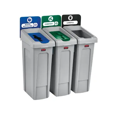 ESTACION DE RECICLAJE DE 3 SEPARACIONES RUBBERMAID